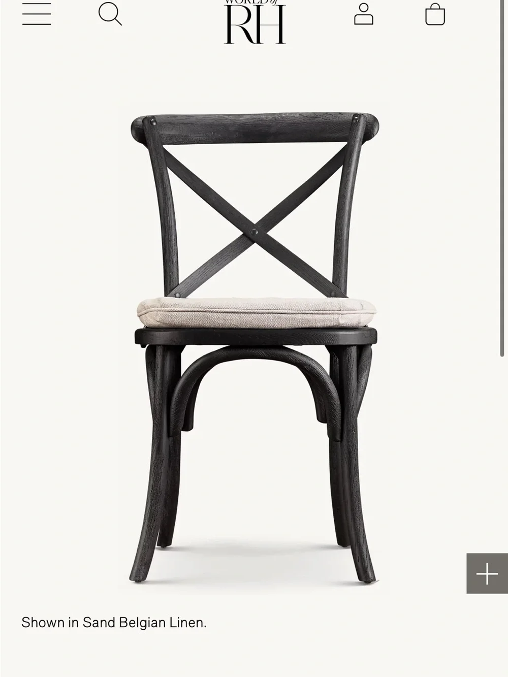 6- Sand Belgian Linen Cushion for Crossback Dining Chair